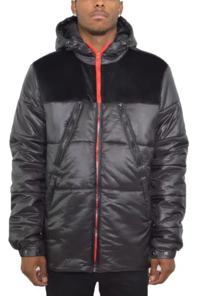 Truedames Mens Padded Buffle Puffer Jacket In Black