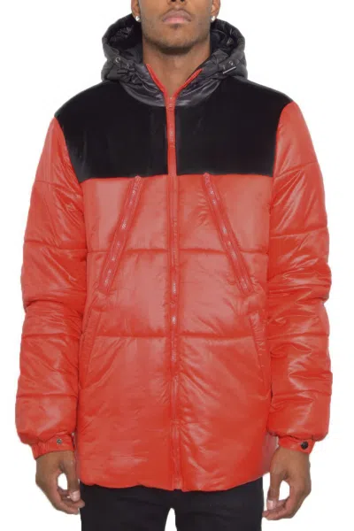 Truedames Mens Padded Buffle Puffer Jacket In Red