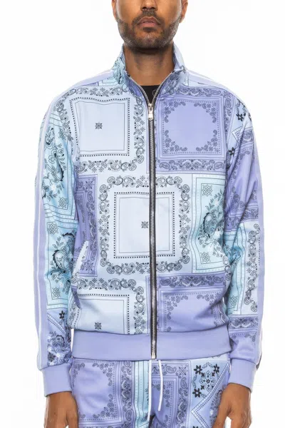 Truedames Mens Paisley Bandana Track Jacket In Purple