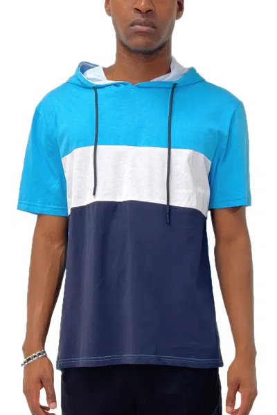 Truedames Mens Short Sleeve Hooded Tshirt In Blue