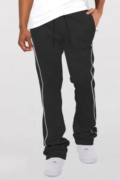 Truedames Mens Side Pipe Stacked Flare Pants In Black