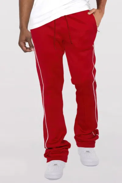 Truedames Mens Side Pipe Stacked Flare Pants In Red