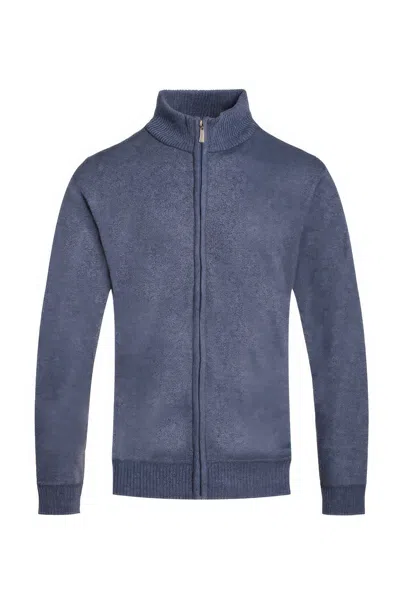 Truedames Mens Solid Full Zip Sweater In Blue