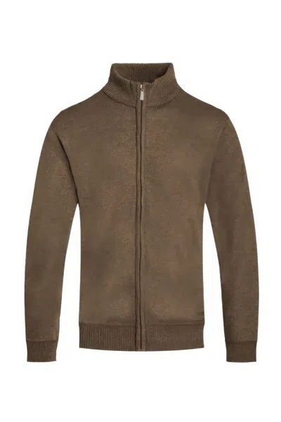 Truedames Mens Solid Full Zip Sweater In Brown