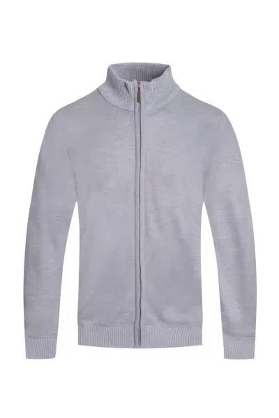 Truedames Mens Solid Full Zip Sweater In Grey