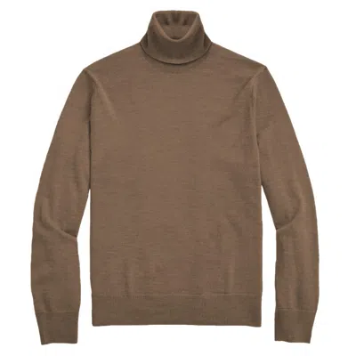 Truedames Mens Solid Turtleneck Sweater In Brown