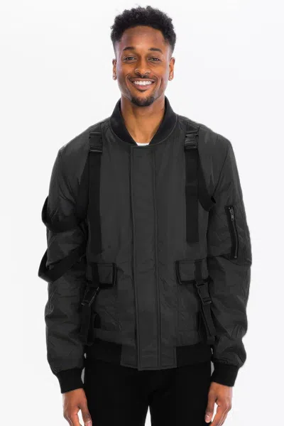 Truedames Mens Utility Strap Jacket In Black