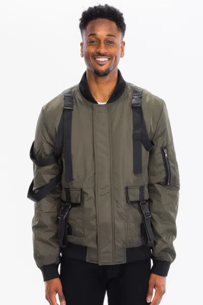Truedames Mens Utility Strap Jacket In Green