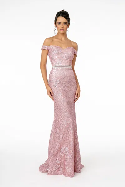 Truedames Mermaid Glitter Long Prom Formal Gown In Pink