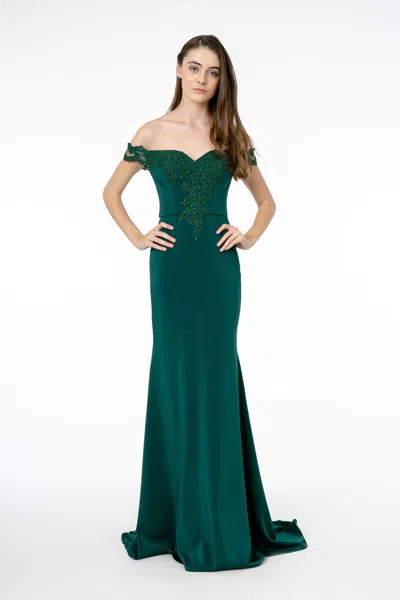 Truedames Mermaid Off The Shoulder Formal Gown In Green