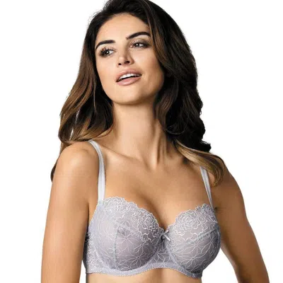Truedames Mesh Balconette Support Bra In Gray
