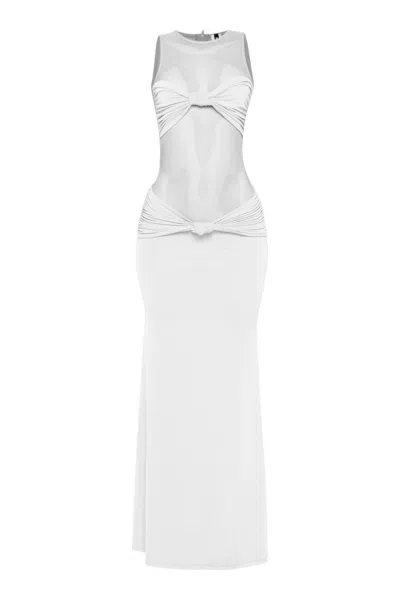 Truedames Mesh Contrast Rube Maxi Dress In White