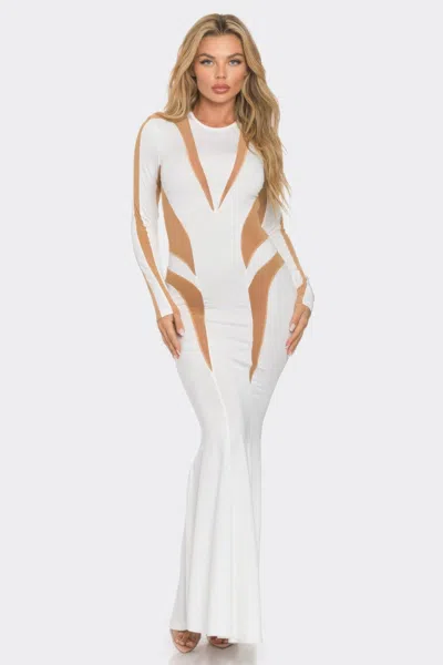 Truedames Mesh Cut Out Detail Maxi Dress In White