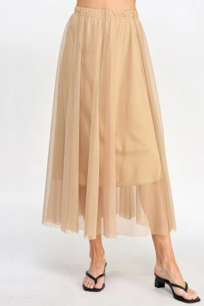 Truedames Mesh Glitter Skirt In Orange