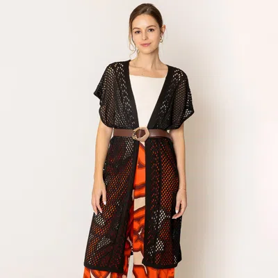 Truedames Mesh Kimono Poncho In Black