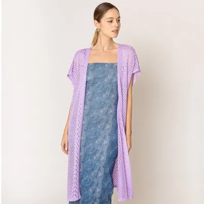 Truedames Mesh Kimono Poncho In Purple