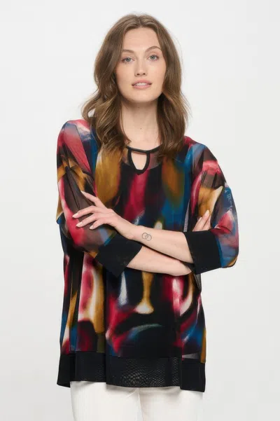 Truedames Mesh Romance Key-hole Contrast Top In Multi