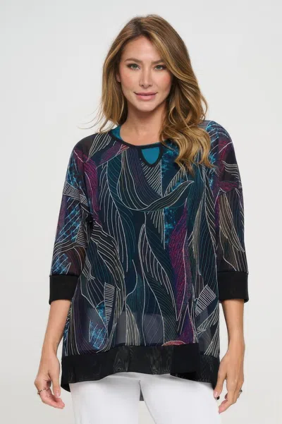 Truedames Mesh Romance Key-hole Contrast Top In Multi