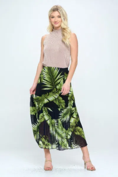 Truedames Mesh Romance Tiered Print Skirt In Green