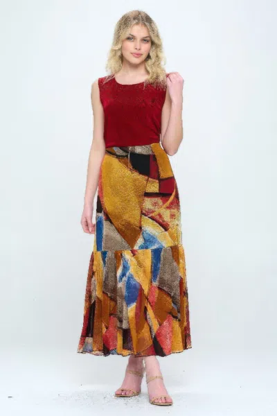 Truedames Mesh Romance Tiered Print Skirt In Multi