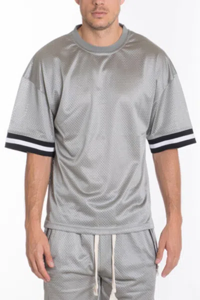 Truedames Mesh Sleeve Tape Athletic Tshirt In Grey