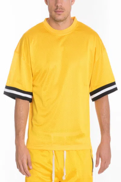 Truedames Mesh Sleeve Tape Athletic Tshirt In Yellow