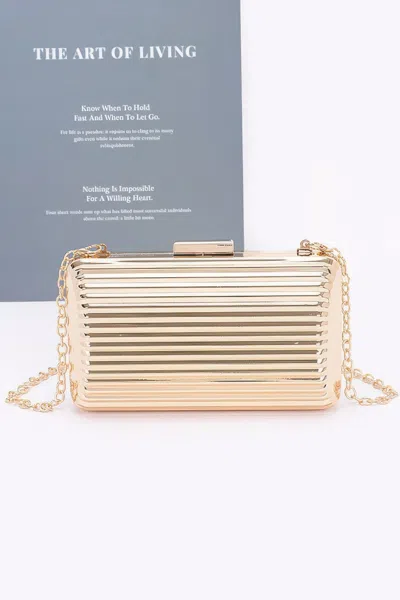 Truedames Metal Case Clutch In Gold