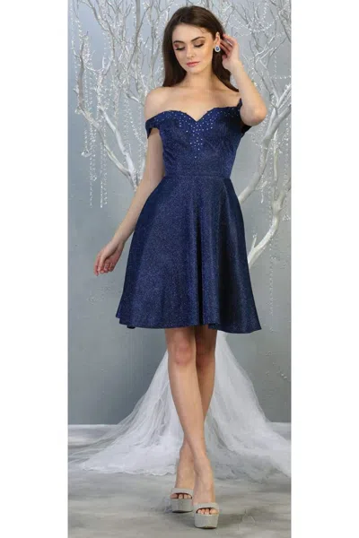 Truedames Metallic Cocktail Dress With Pockets In Blue