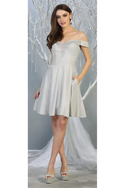 Truedames Metallic Cocktail Dress With Pockets In Silver