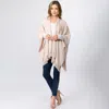 Truedames Metallic Fringe Shawl Wrap Poncho In Pink
