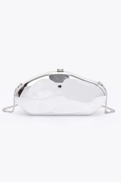Truedames Metallic Plastic Party Clutch In Silver