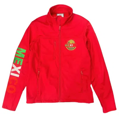 Truedames Mexico Embroidered Soft Shell Jacket In Red