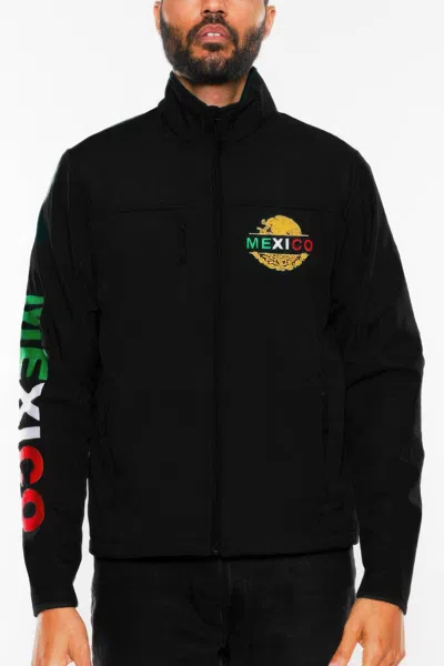 Truedames Mexico Embroidered Soft Shell Jacket In Black
