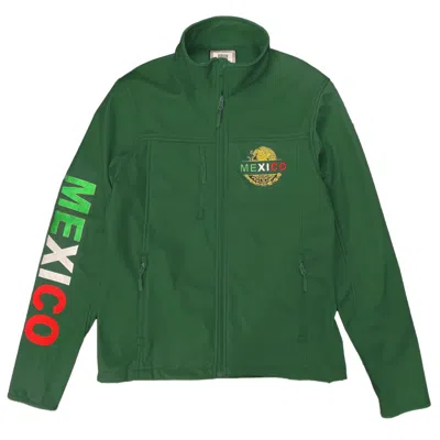 Truedames Mexico Embroidered Soft Shell Jacket In Green