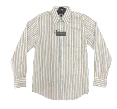 Truedames Michael Brandon Long Sleeve Striped Shirt In Beige