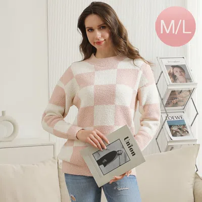 Truedames Microfiber Checkered Sweater In Multi