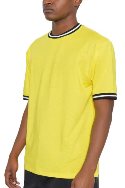 Truedames Micromesh Round Neck Tshirt In Yellow