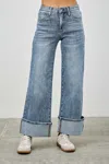 Truedames Mid Rise Cuffed Jeans With Stretch In Blue