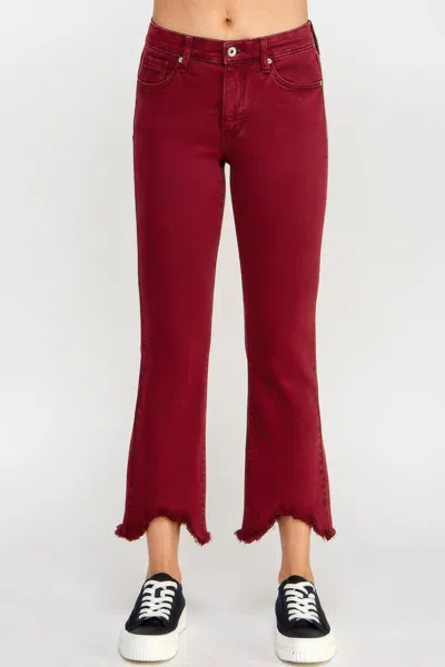 Truedames Mid Rise Stretch Tummy Control Kick Flare In Red