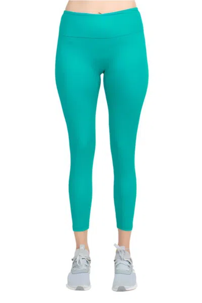 Truedames Mid Waist Banded High Shine 7/8 Interlock Legging In Blue