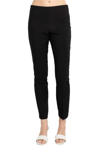 Truedames Mid Waist Solid Bi-stretch Pull On Skinny Stretch Crepe Pants In Black