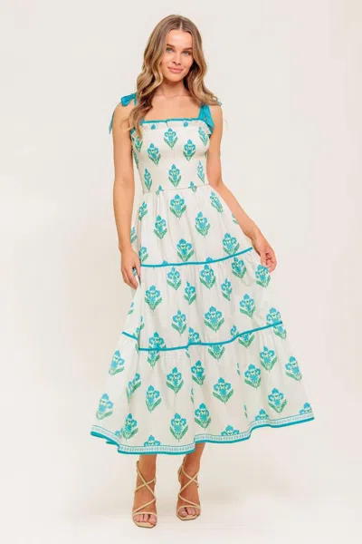 Truedames Midnight Botanica Woven Midi Dress In White