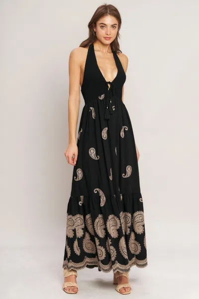 Truedames Midnight Charm Woven Midi Dress In Black