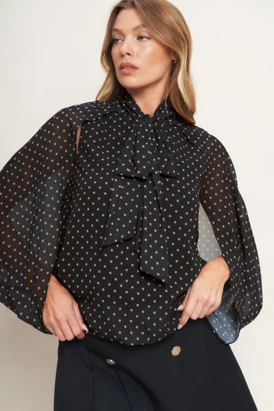 Truedames Midnight Dot Chic Woven Top In Black