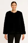 Truedames Midnight Luxe Faux Fur Jacket In Black
