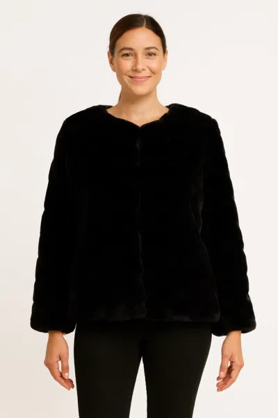 Truedames Midnight Luxe Faux Fur Jacket In Black