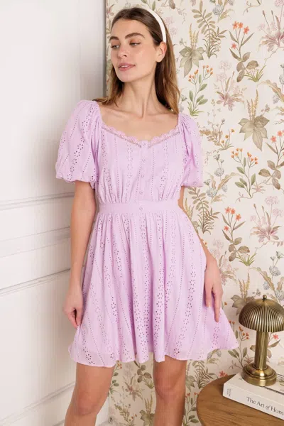 Truedames Midnight Mirage Gown Woven Eyelet Mini Dress In Blue