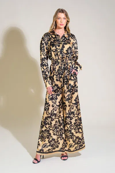 Truedames Midnight Oasis Woven Jumpsuit In Yellow