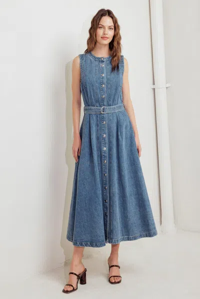 Truedames Midnight Rodeo Denim Midi Dress In Brown