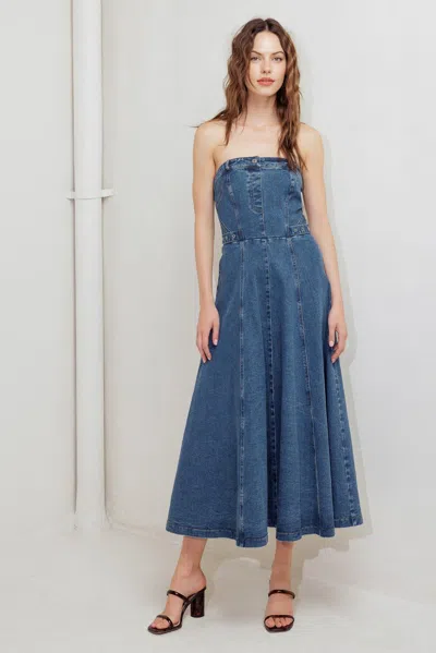 Truedames Midnight Structure Denim Midi Dress In Blue